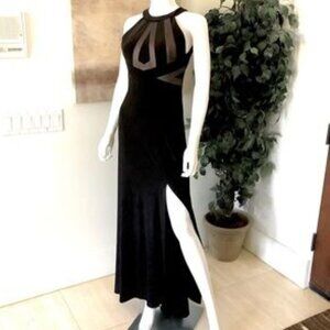 MORGAN AND CO Halter Jersey Dress with Open Back STYLE# 12013 size 5/6